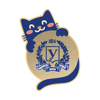 Metallic pin badge “Cat with a logo”